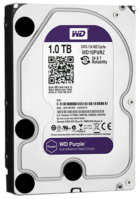 HD p/ DVR NVR WD WD10PURZ Purple 1TB 6GBps 64MB SATA 