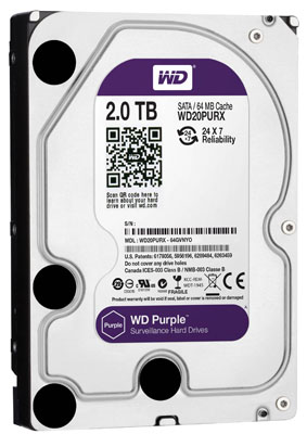 HD p/ DVR NVR WD WD20PURX Purple 2TB 6GBps 64MB SATA