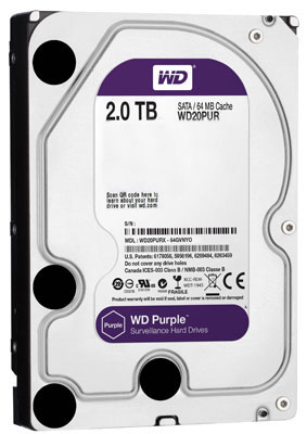 HD p/ DVR NVR WD WD20PURZ Purple 2TB 6GBps 64MB SATA