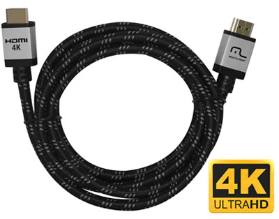 Cabo HDMI 2.0 Multilaser WI296 nylon p/ TV 3D 4K, 3m