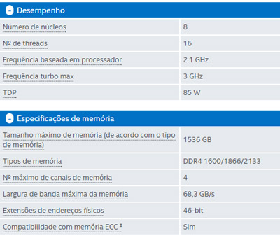 Processador Intel Xeon E5-2620V4 2,1GHz, 20MB, LGA-2011