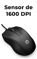 Mouse com fio 1600 dpi HP 100 USB2 3 botes c/ roller