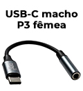 Adaptador de udio USB-C macho para P3 3,5mm fmea