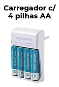 Carregador com 4 pilhas AA de 2500mAh Multilaser CB054