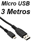 Cabo USB 2.0 p/ micro USB, PlusCable 3m