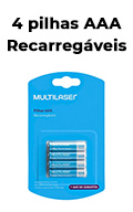 4 pilhas recarregveis Multilaser CB050, AAA 1000mAh#30