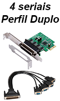 Placa PCI-e X1 com 4 seriais RS-232 DB9 macho Flexport#100