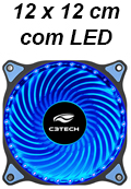 Cooler 120x120x25mm 3 pinos C3Tech c/ LED p/ gabinete#100