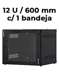 Mini Rack GPRacks 12U com 600X600mm preto com 1 bandeja 2