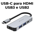 Dockstation HUB USB-C  C3Tech HU-D50 com HDMI 4K USB3 USB2