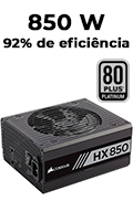 Fonte ATX 850W prof. Corsair HX850 80 Plus Platinum2