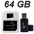 Carto SD e Pendrive 64GB Multilaser MC115 classe 10#100