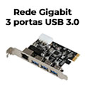 Placa de rede PCIe 10/100/1000 com 3 portas USB 3.0 DEX DP-452