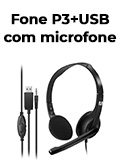 Headset e com mic. com fio Multi HF250 45mW P3+USB2
